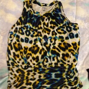 Worthington Leopard-Print Sleeveless Camisole in Black, Yellow & Blue
